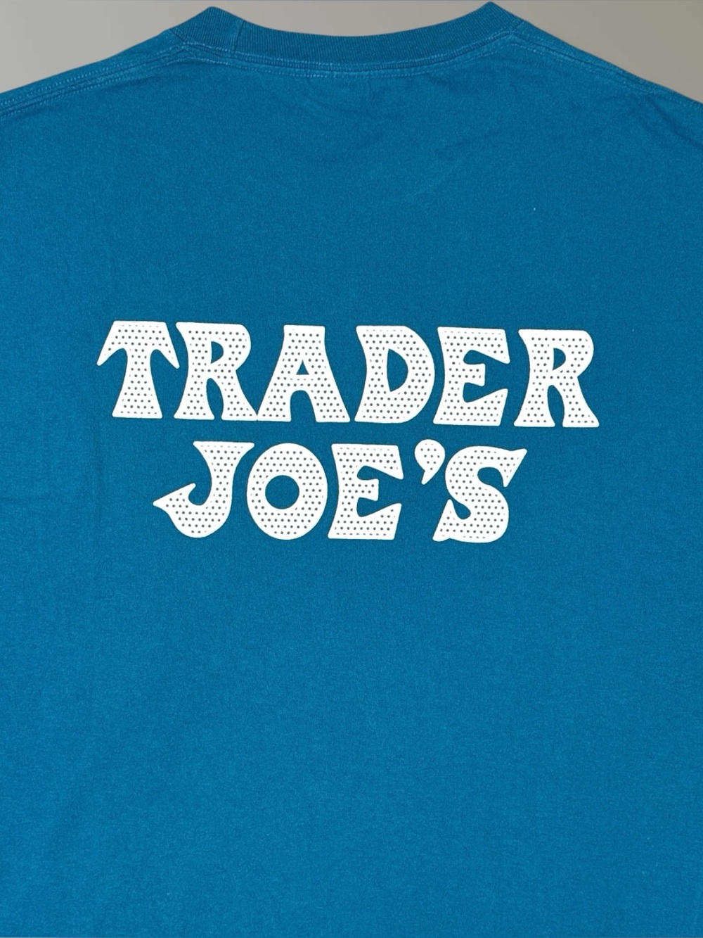 Trader Joe's T-Shirt Short Sleeve Employee Crew Tee Blue Uniform Size Large